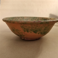 grøn nistret creme gammel lerskål keramikskål genbrug